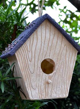 户外树脂鸟窝挂件鸟屋别墅花园庭院公园幼儿园装饰品挂饰园艺摆件