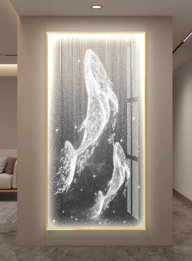 LED发光轻奢入户玄关装饰挂画 画壁画 画简约现代楼梯转角鲸鱼带