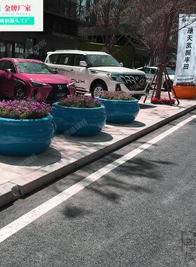 玻璃钢圆形大花缸户外道路复古花盆商场酒店景区绿化花坛厂家定制