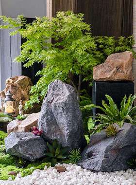 景泡沫石头中式室内观绿植造园林假山ir7265摆件户景外石头雕塑道