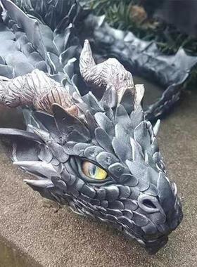 大蹲龙树脂装饰品摆件装修设计 黑色大蹲姿飞龙 家居设计摆件