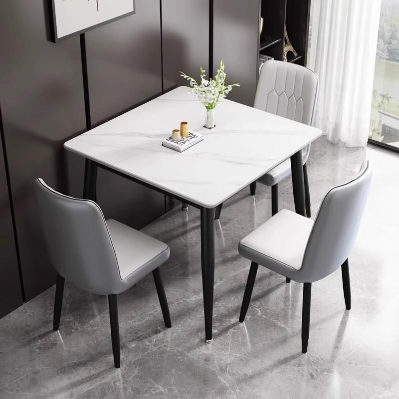 Slate dining table for household small apartments, Chinese and Western restaurant reception and negotiation table, square dining table