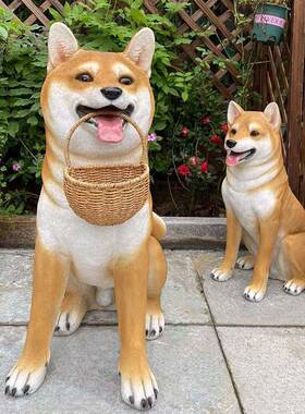 户外庭院装饰动物雕塑柴犬模型门口看门狗落地摆设仿真秋田犬摆件