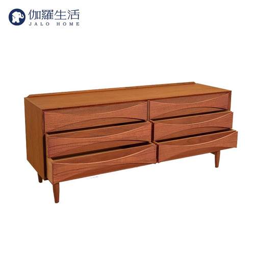 W实7MC笑脸六屉柚木木六柜笑脸六屉M斗柜储物柜中古客厅餐厅边柜 - 图3