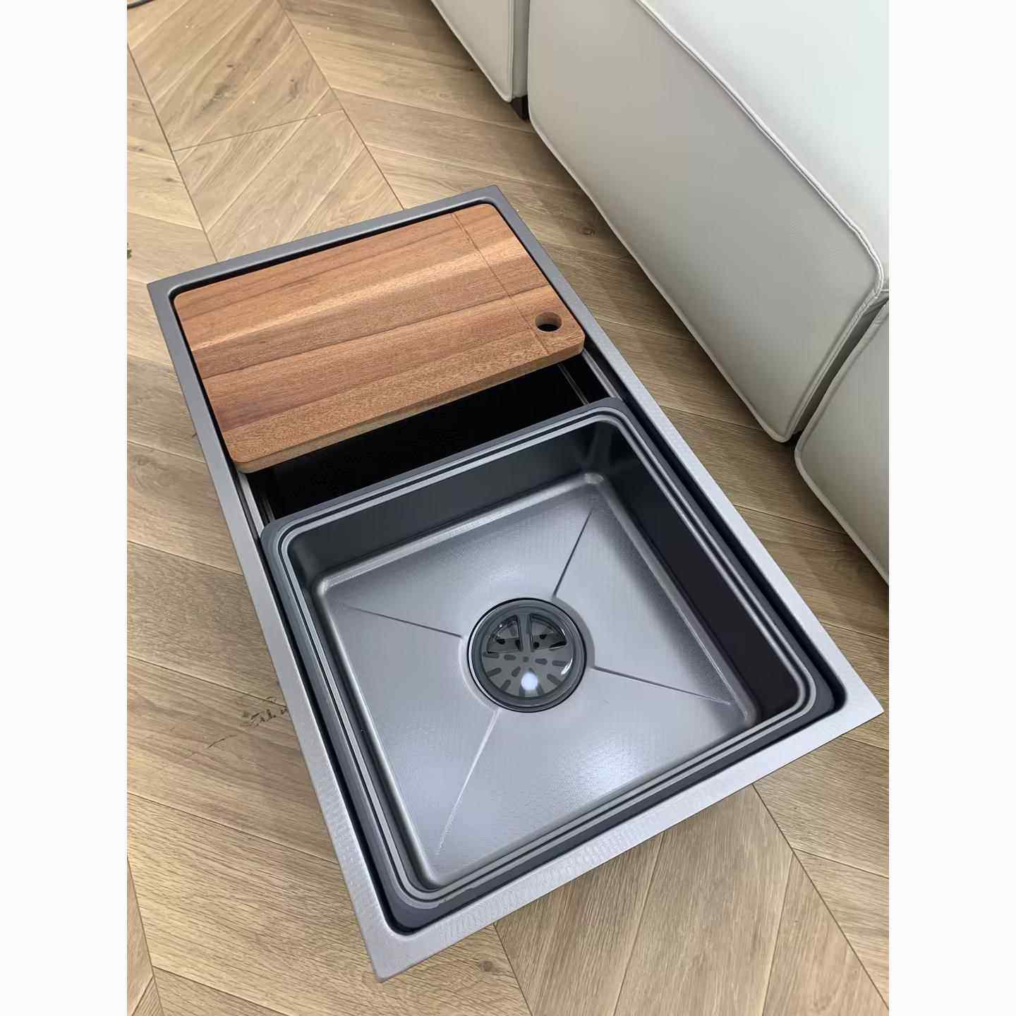 悍森斯厨卫蜂窝设计304不锈钢双阶水槽家用厨房防刮网红大单水槽,淘宝优惠券,粉丝福利购,淘宝优惠卷