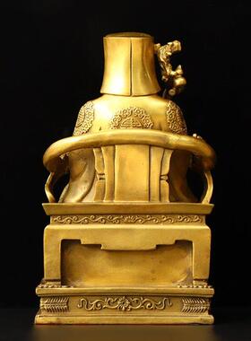 全铜土地公土地婆神像摆件一对福德佛像家用客厅佛堂供奉大小号