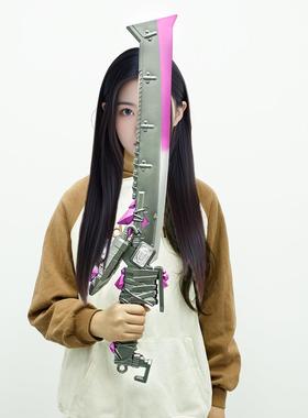 和平精英火焰刀地铁逃生火焰刀大号PU真实模型2米软蝴蝶刀金属玩