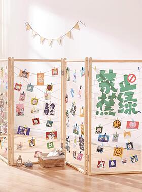 照片网格展示架可折叠实木移动幼儿园美术绘画作品照片墙装饰创意