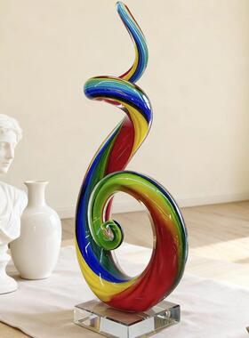 高品质家居软装饰品吹制穆拉诺琉璃艺术摆件抽象客厅样板间摆件