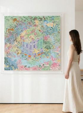 亚克力玄关装饰画级感小众艺术屋顶花园多巴胺客厅挂画绿色治愈
