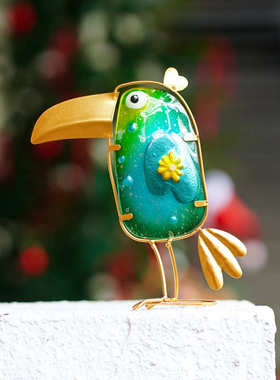 现货彩色金属玻璃工艺品小鸟摆件户外庭院花园装饰品节日礼品