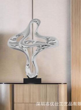 现代轻奢店ZXW大堂摆件所玄关过酒道抽象客厅电视会柜落地塑艺雕