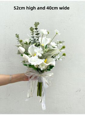 新韩式模拟订婚证书新娘手持鲜花婚礼婚纱摄影道具手工混合和匹配