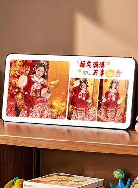 相框摆台照片定制洗女宝宝照全家福相片做成水晶创意金属打印相簿