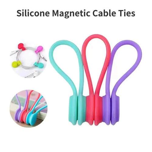 5/3/1PCS Silicone Magnetic Cable Tie Reusable Wire Organizer - 图0