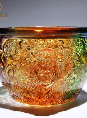 琉璃水晶幸运聚宝盆存钱罐元宝入口大厅客厅装饰品装饰品工艺品高