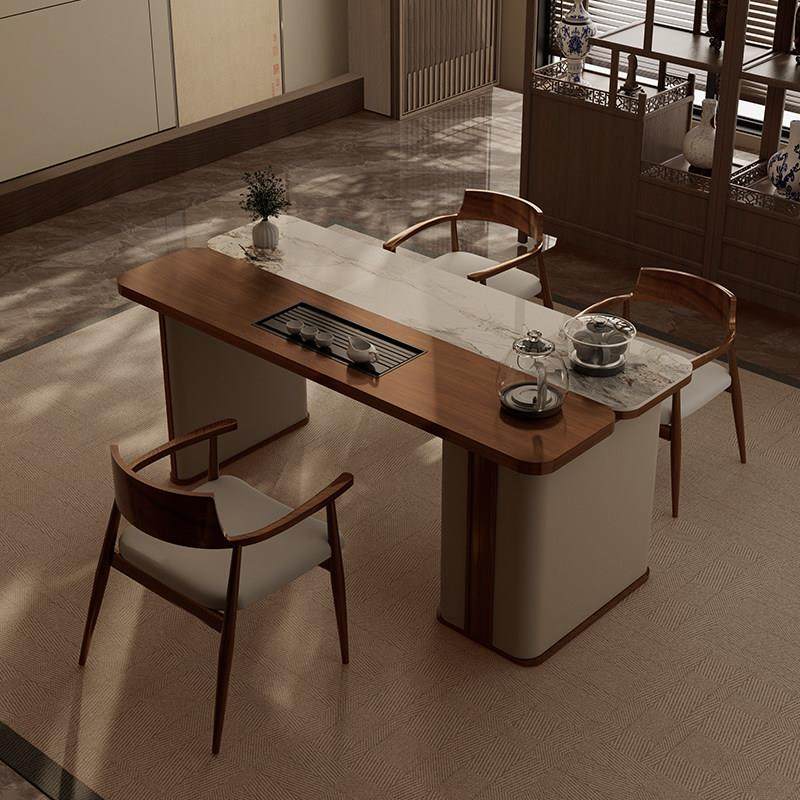 意式极简北美白蜡木岩板茶桌椅组合多功能客厅小茶几泡茶一体茶台,淘宝优惠券,粉丝福利购,淘宝优惠卷