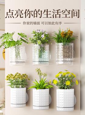 自吸水挂壁吊篮壁挂花盆办公阳台土培水培绿植花卉免打孔挂墙盆栽