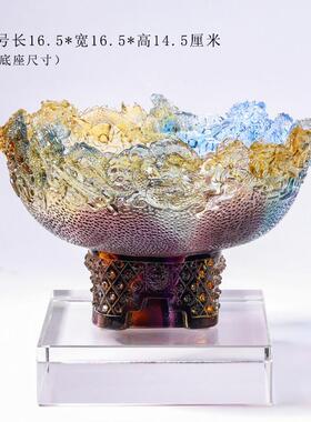 琉璃聚宝盆现代钥匙招财玄关客厅开 业工艺礼品九龙盆收纳摆件乔