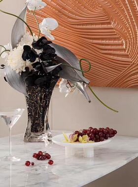 现代轻奢现代样板间黑金琉璃花器饭厅厨房餐桌桌面装饰品创意摆件