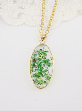 外贸新款环保树脂滴胶真干花吊坠 天然植物标本真花吊坠跨境饰品