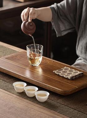 长方形重竹抽屉式沥水茶台竹制简约家用排水蓄水茶盘茶海干泡盘