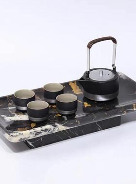 新中式轻摆件长方盘理形仿大石THA托茶盘样板房酒店会所奢样板房