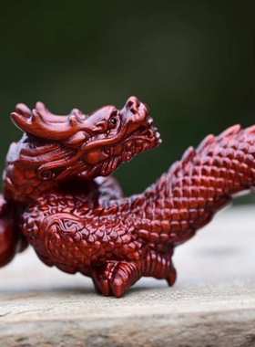 紫檀工艺品祥摆件雕刻龙小飞龙在天摆件摆件居龙家展柜办公室