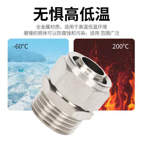 气动快速快拧接头PC直通弯头螺纹锁母型终端PL6-01/02/M5/8-03/04 - 图1
