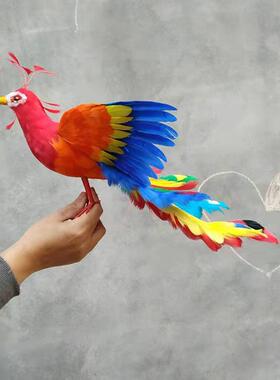 手工制作仿真羽毛凤凰摆件适用客厅庭院婚庆婚纱装饰 可定制祝福