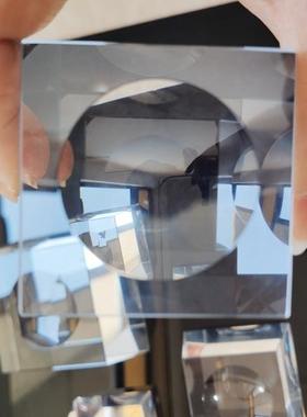 天然人造水晶球底座水晶凹底梯形玻璃金属方块圆球定制方体小摆件