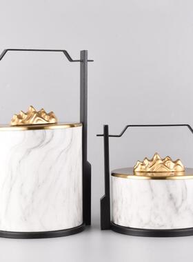 酒店样板间轻奢新中式摆件高档提篮盒装饰品酒店别墅展柜软装布置