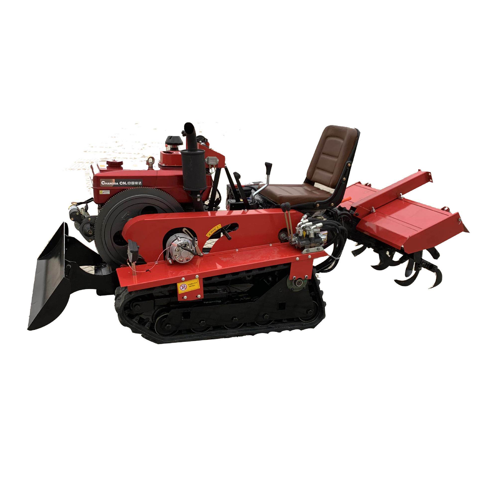 Ride-on diesel high-horsepower rotary tiller tracked self-propelled greenhouse garden micro tiller mountain garden tiller