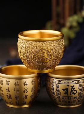 黄铜百福缸金钱精雕金蝉金属铁艺中式工艺品黄铜缸办公室摆件