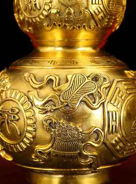纯铜八卦葫芦摆件 大小号开盖zhao财铜葫芦 家居玄关工艺品摆饰