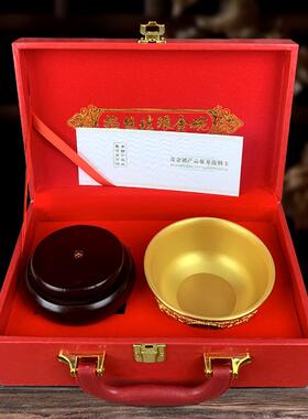 掐丝珐琅彩金碗金属工艺品仿古精雕碗礼盒福寿八宝碗家居装饰摆件
