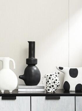 极简北欧黑色抽象树脂花瓶摆件侘寂样板房客厅玄关桌面家居装饰品