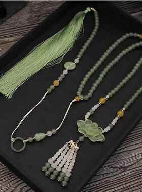 新中式璎珞长背云项圈古风汉服马面裙配饰明制流苏挂件长命锁吊坠