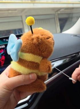 可爱卡皮巴拉抽拉抖动翅膀蜜蜂水豚背包水豚公仔抓娃娃公仔毛绒X1