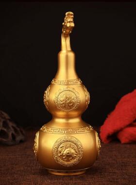 纳福铜葫芦摆件黄铜开口四神兽葫芦家居办公室装饰工艺礼品