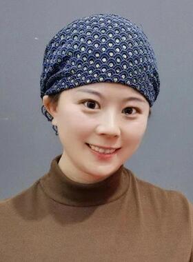 薄款包头帽夏天款蕾丝女士新款洋气时尚盘发遮白发头巾帽民族风帽