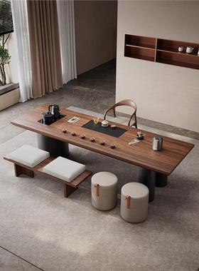 北美黑胡桃木阳台茶桌家用客厅2025新款小型茶台高级感实木新中式