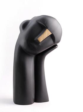 现代极简约欧式白色人物托腮人像雕塑摆件样板房家居软装饰品摆设