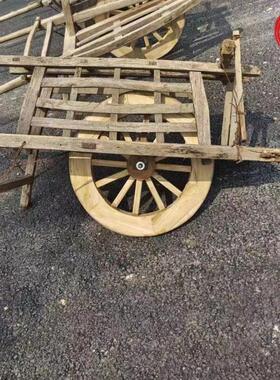民俗怀旧老式小推车木质小车老物件独轮车旧农具农家院装饰摆件