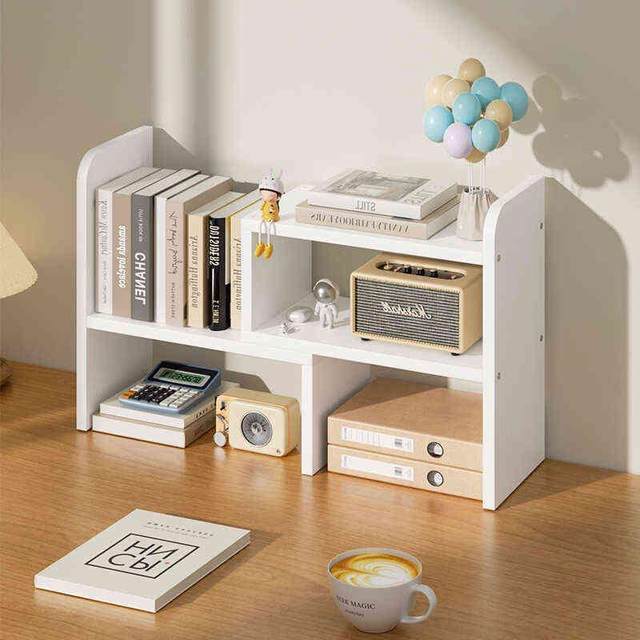 Retractable desktop storage rack Door desk storage rack Children's study small-level shelf Office workstation storage rack
