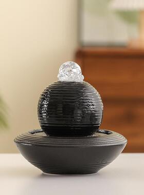 八方来财水轮流水喷泉摆循件环TEQ风水办公桌装饰客厅桌面水风球