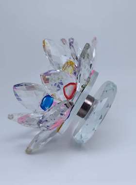 水晶莲花旋转莲花底座+紫色球客厅卧室轻奢摆件吉祥喜庆送礼佳品