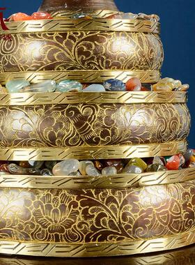 曼扎盘铜修盘尼泊尔八吉祥七宝石曼茶罗曼达盘用品摆件