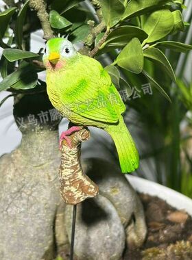 小鸟花插摆件户外花园阳台庭院树脂装饰品小摆件创意花盆点缀花插