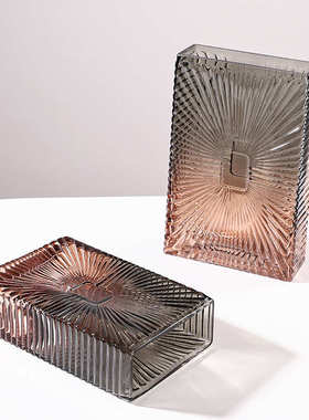 出口渐变磨砂方缸创意玻璃花瓶插彩色花瓶轻奢客厅会所装饰品摆件